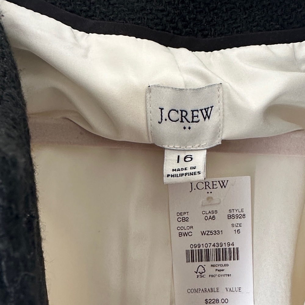 NWT, J. Crew White and Black Blazer with Gold Buttons, plus size, size 16 office - Picture 7 of 12